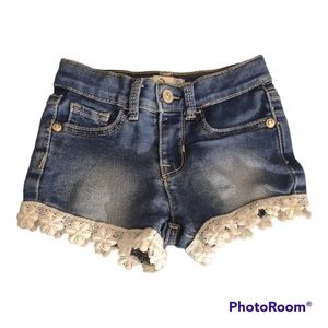 Baby Girls JORDACHE Denim Shorts Lace Trim 2T